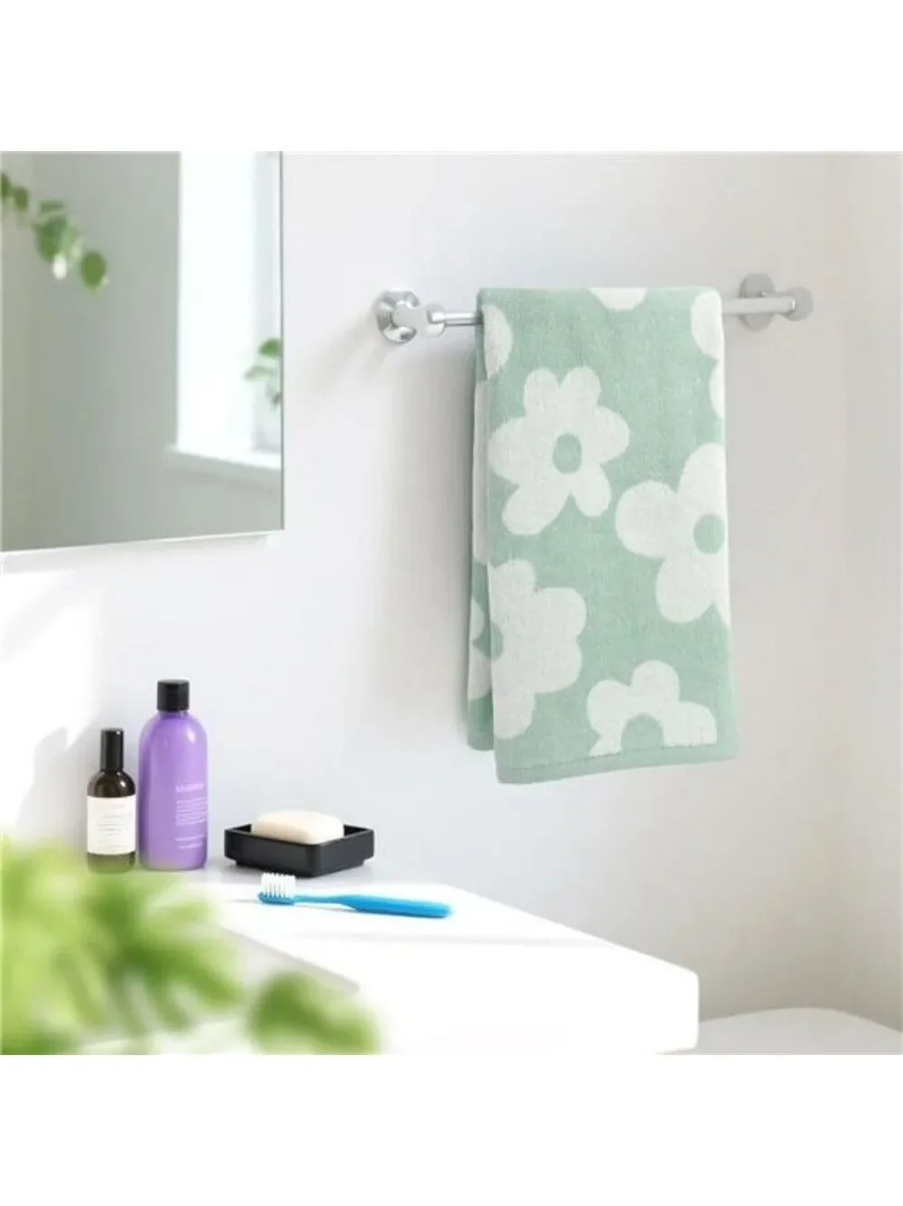 Cotton hand towels set of 2 soft absorbent floral daisy bathroom kitchen decor